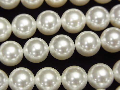 1Strang 5,79 $! Muschelperle Weiß Rund 10mm 1Strang Perlen (ca. 15 Zoll / 38 cm)