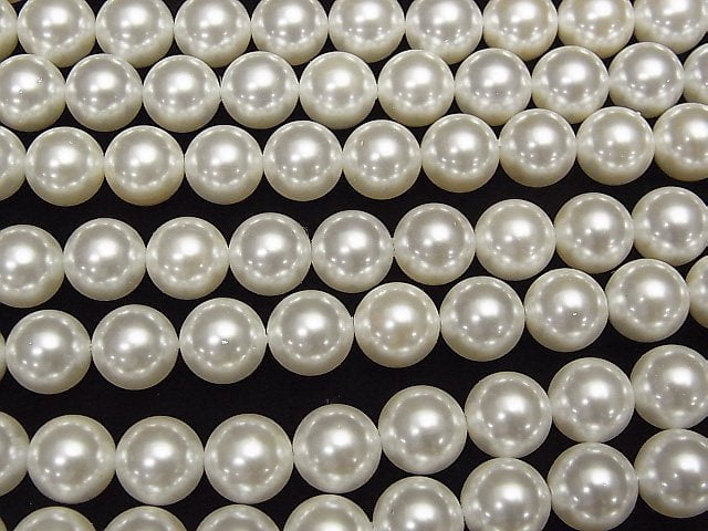 1Strang 5,79 $! Muschelperle Weiß Rund 10mm 1Strang Perlen (ca. 15 Zoll / 38 cm)