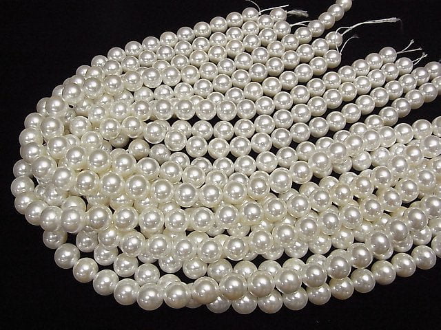 1Strang 5,79 $! Muschelperle Weiß Rund 10mm 1Strang Perlen (ca. 15 Zoll / 38 cm)