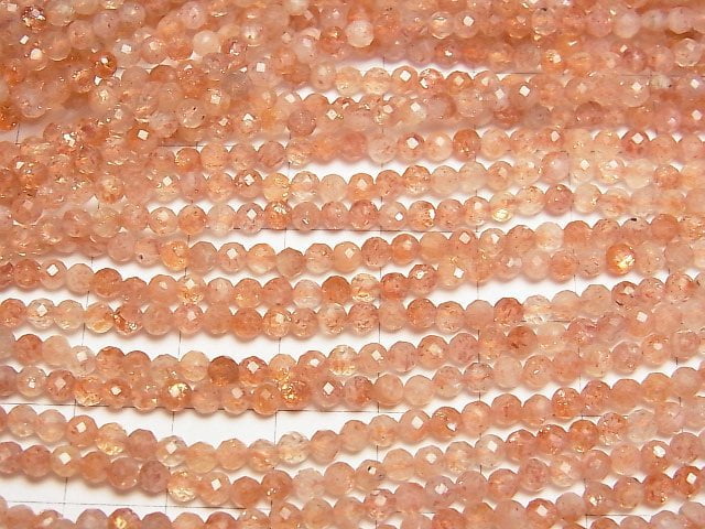 Hohe Qualität! Sonnenstein AA++ Facettiert Rund 3mm 1strang Perlen (ca. 15 Zoll / 36 cm)