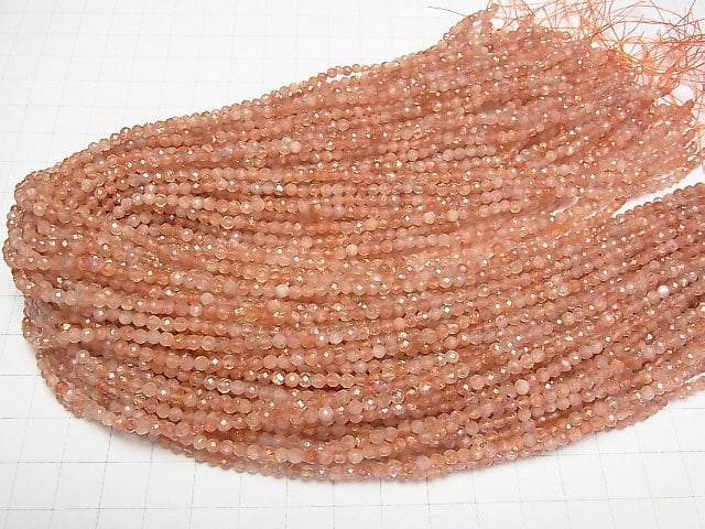 Hohe Qualität! Sonnenstein AA++ Facettiert Rund 3mm 1strang Perlen (ca. 15 Zoll / 36 cm)