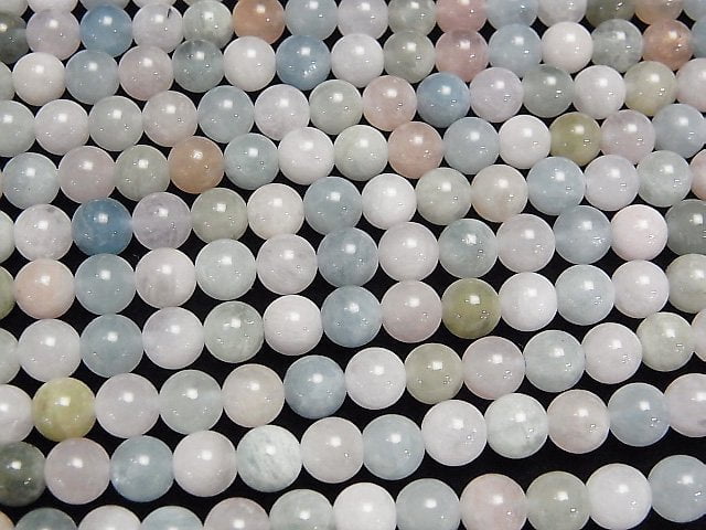 Berylmischung (mehrfarbiger Aquamarin) AA++ - AA+ Rund 6 mm halb oder 1 Strang Perlen (ca. 15 Zoll / 38 cm)