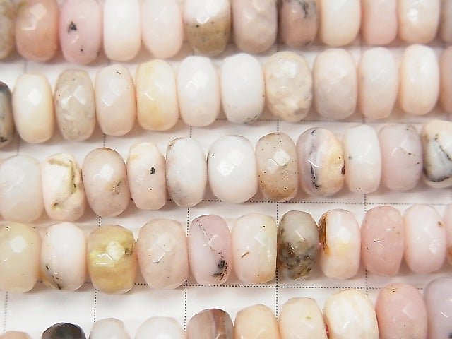 With Dendrite Pink Opal Faceted Button Rondelle 8 x 8 x 5 mm half or 1 strand beads (aprx. 15 inch / 38 cm)
