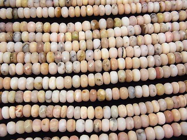 With Dendrite Pink Opal Faceted Button Rondelle 8 x 8 x 5 mm half or 1 strand beads (aprx. 15 inch / 38 cm)