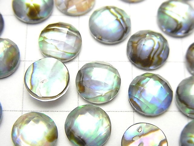 Abalone-Muschel x Kristall AAA- runder facettierter Cabochon 8x8mm 3 Stk