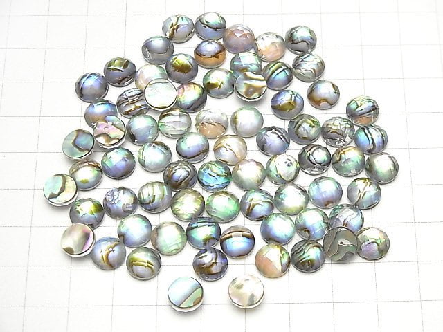 Abalone-Muschel x Kristall AAA- runder facettierter Cabochon 8x8mm 3 Stk