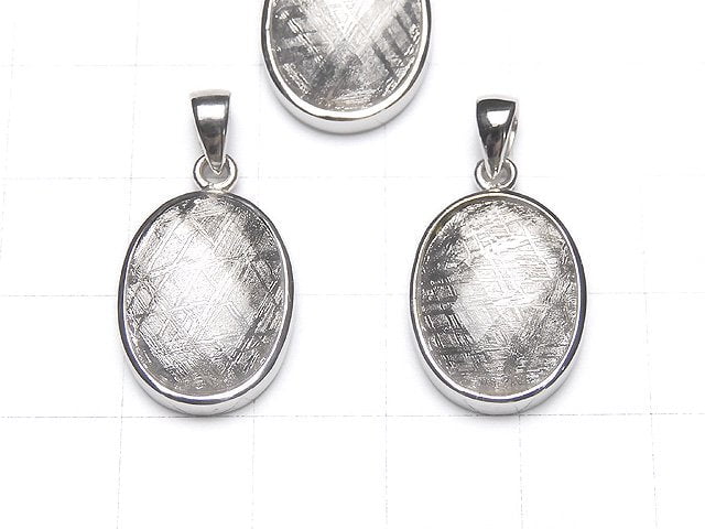 Meteorite Faceted Oval Pendant 18x14x6mm Silver925