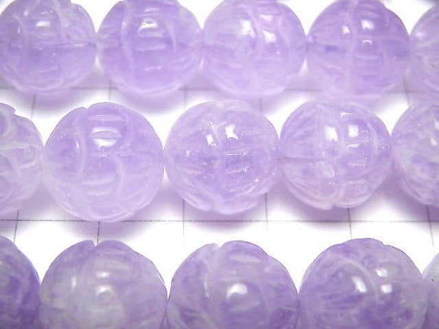 Lavendel-Amethyst AA++ Lotus-Schnitzerei 14 mm halb oder 1Strang Perlen (ca. 15 Zoll / 38 cm)