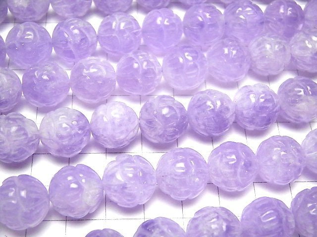 Lavendel-Amethyst AA++ Lotus-Schnitzerei 14 mm halb oder 1Strang Perlen (ca. 15 Zoll / 38 cm)
