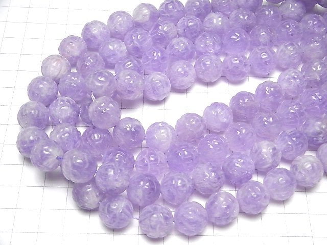 Lavendel-Amethyst AA++ Lotus-Schnitzerei 14 mm halb oder 1Strang Perlen (ca. 15 Zoll / 38 cm)