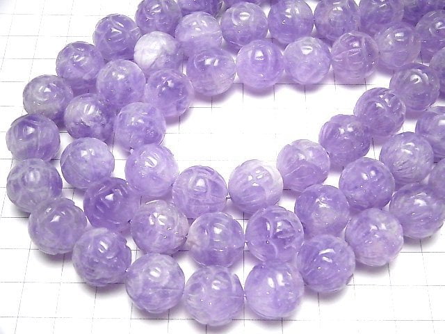 Lavendel-Amethyst AA++ Lotus-Schnitzerei 16 mm halb oder 1Strang Perlen (ca. 15 Zoll / 38 cm)