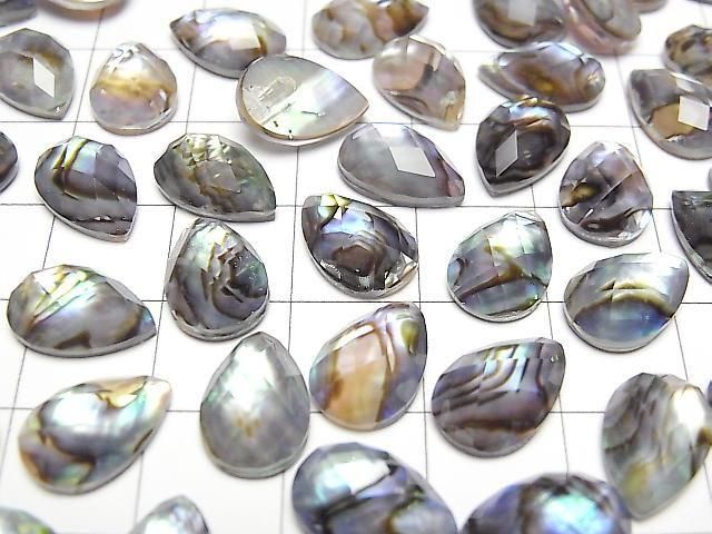 Abalone-Muschel x Kristall AAA - Birnenform Facettierter Cabochon 12x8mm 3Stk