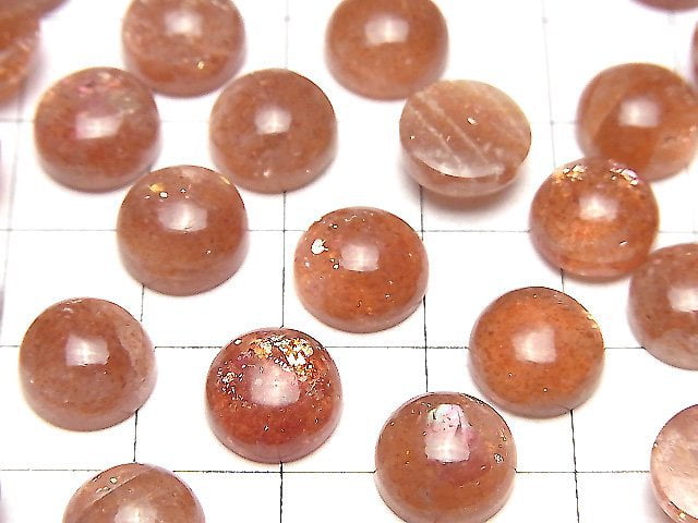 High Quality Sunstone AAA Round Cabochon 10x10mm 2pcs