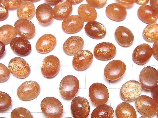 Hochwertiger Sonnenstein AAA Oval Cabochon 10x8mm 2Stück
