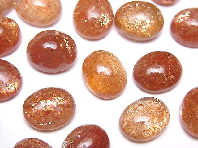 Hochwertiger Sonnenstein AAA ovaler Cabochon 12x10mm 2 Stück
