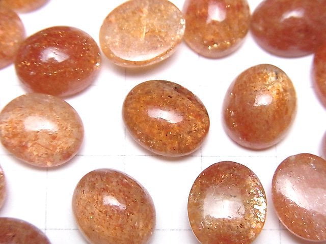 Hochwertiger Sonnenstein AAA ovaler Cabochon 12x10mm 2 Stück
