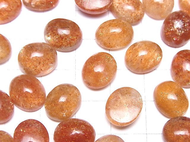 Hochwertiger Sonnenstein AAA ovaler Cabochon 12x10mm 2 Stück