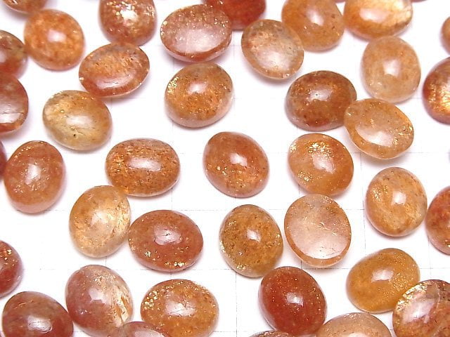 Hochwertiger Sonnenstein AAA ovaler Cabochon 12x10mm 2 Stück