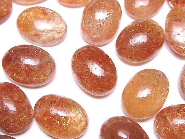 Hochwertiger Sonnenstein AAA ovaler Cabochon 14x10mm 2 Stück