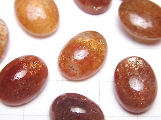 Hochwertiger Sonnenstein AAA ovaler Cabochon 14x10mm 2 Stück