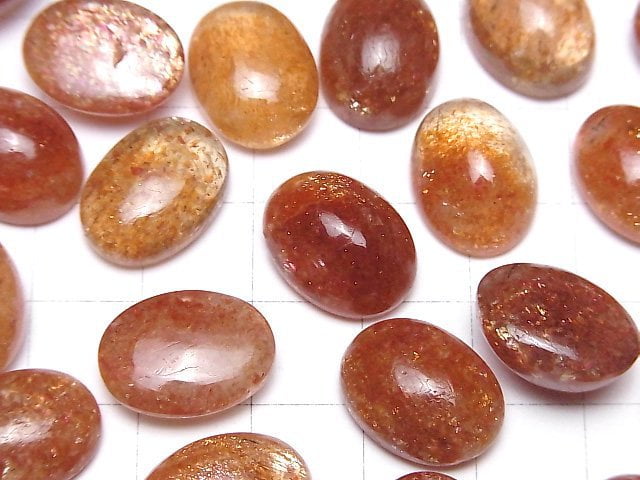 Hochwertiger Sonnenstein AAA ovaler Cabochon 14x10mm 2 Stück