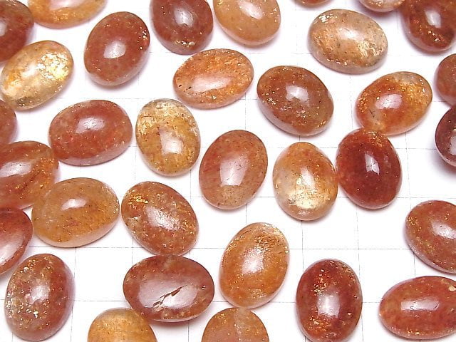 Hochwertiger Sonnenstein AAA ovaler Cabochon 14x10mm 2 Stück