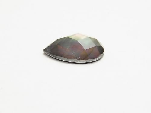 Coque noire x Quartz cristal AAA- Cabochon facetté en forme de poire 14x10mm 3pcs