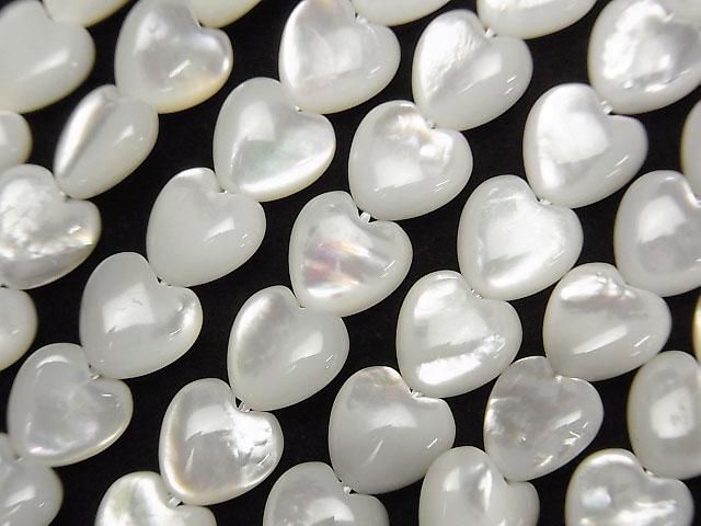 高品質白硨磲(銀唇牡蠣)AAA直孔心形8x8mm 1/4或1串珠子(約15英吋/38公分)