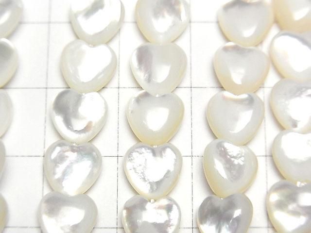 高品質白硨磲(銀唇牡蠣)AAA直孔心形8x8mm 1/4或1串珠子(約15英吋/38公分)