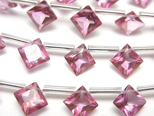 Hochwertiger rosa Topas AAA Diamant Prinzessschnitt 8x8mm halb oder 1strang Perlen (8 Stück)