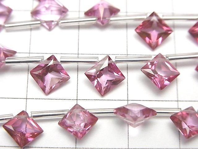 Hochwertiger rosa Topas AAA Diamant Prinzessschnitt 8x8mm halb oder 1strang Perlen (8 Stück)