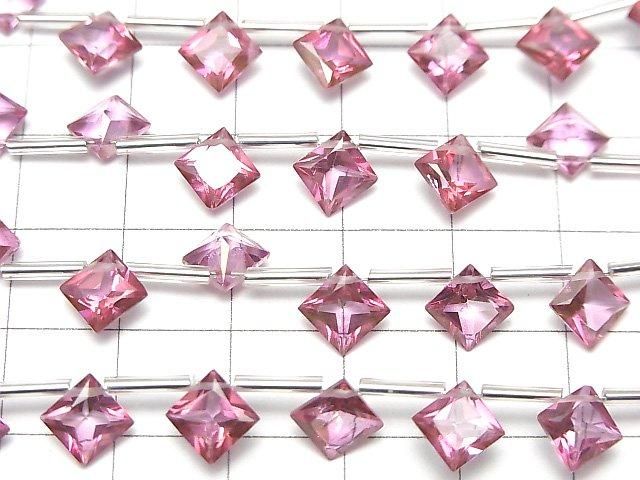 Hochwertiger rosa Topas AAA Diamant Prinzessschnitt 8x8mm halb oder 1strang Perlen (8 Stück)