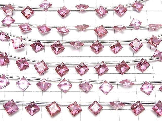 Hochwertiger rosa Topas AAA Diamant Prinzessschnitt 8x8mm halb oder 1strang Perlen (8 Stück)
