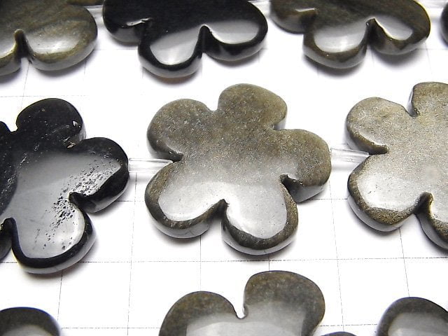 Goldene Schimmer Obsidian AAA Blume 30 x 30 mm halb oder 1strang Perlen (ca. 13 Zoll / 32 cm)