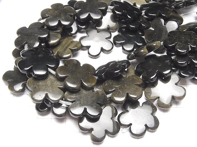 Goldene Schimmer Obsidian AAA Blume 30 x 30 mm halb oder 1strang Perlen (ca. 13 Zoll / 32 cm)