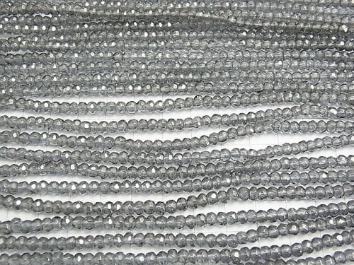 Silver flash crystal Faceted Button Rondelle 4 x 4 x 3 mm half or 1 strand beads (aprx.15 inch / 38 cm)
