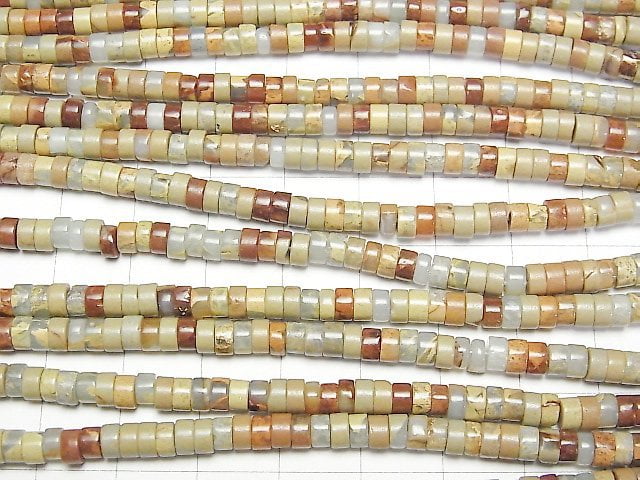 Impression Jaspis Rondelle (Heishi) 4x4x2mm 1Strang Perlen (ca. 38cm)