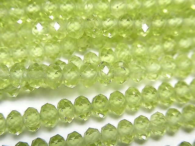 Hochwertig! Peridot AAA facettierte Knopf-Rondelle 4x4x2.5mm halb oder 1Strang Perlen (ca. 37cm)