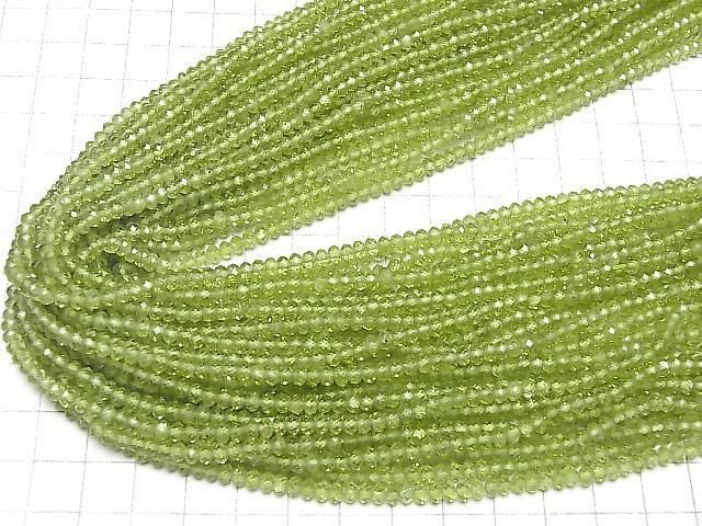 Hochwertig! Peridot AAA facettierte Knopf-Rondelle 4x4x2.5mm halb oder 1Strang Perlen (ca. 37cm)