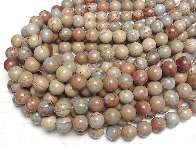 Perles de jaspe Impression rondes 14 mm, demi-fil ou 1 fil (env. 36 cm)