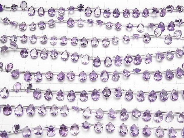 Hochwertiger rosa Amethyst AAA Birnenform facettiert 8 x 6 mm 1 Strang Perlen (18 Stück)