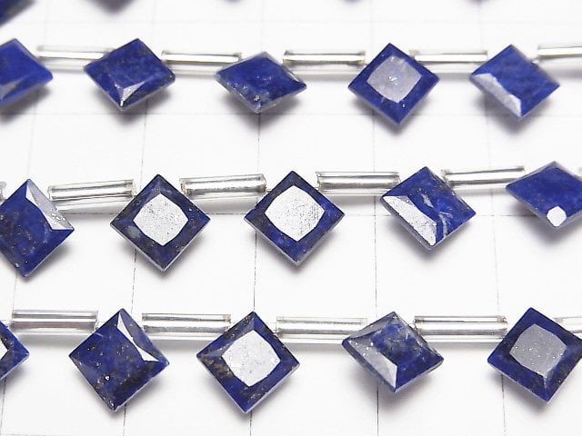 Hochwertiger Lapislazuli AAA- Diamant Prinzessschnitt 8x8mm 1Strang Perlen (8Stk)