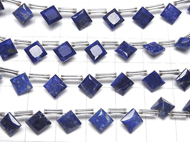 Hochwertiger Lapislazuli AAA- Diamant Prinzessschnitt 8x8mm 1Strang Perlen (8Stk)