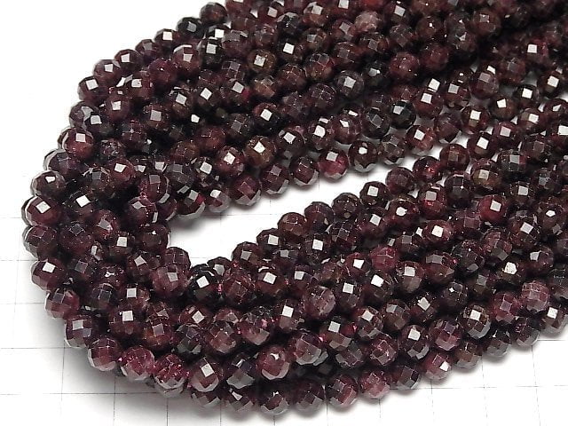 High Quality! Mozambique Garnet AA 64Faceted Round 6.5mm 1strand beads (aprx.15inch/36cm)