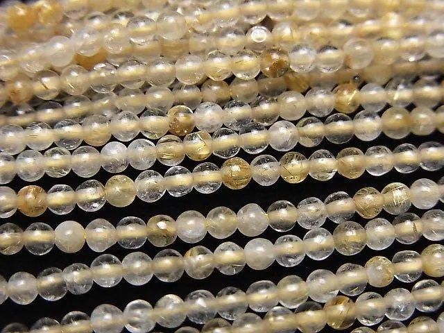 Quartz rutile AA Rond 2 mm 1 fil (environ 15 pouces/36 cm)