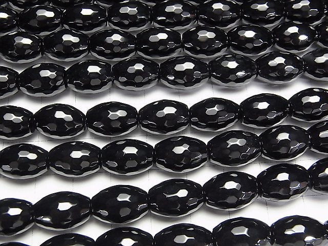1strand $9.79! Onyx Faceted Rice 14x10x10mm half or 1strand beads (aprx.15inch/37cm)