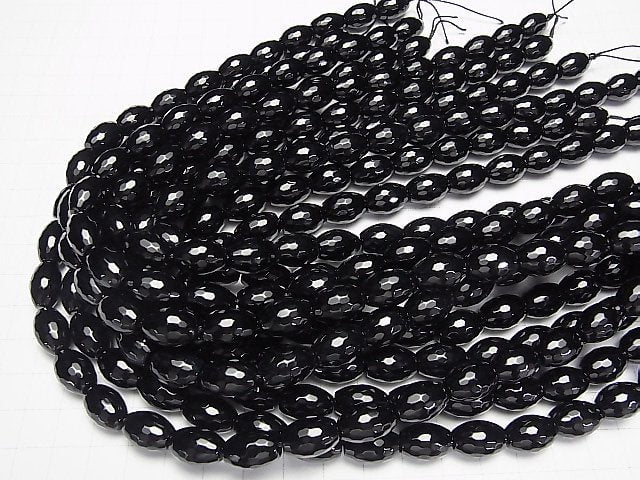 1strand $9.79! Onyx Faceted Rice 14x10x10mm half or 1strand beads (aprx.15inch/37cm)