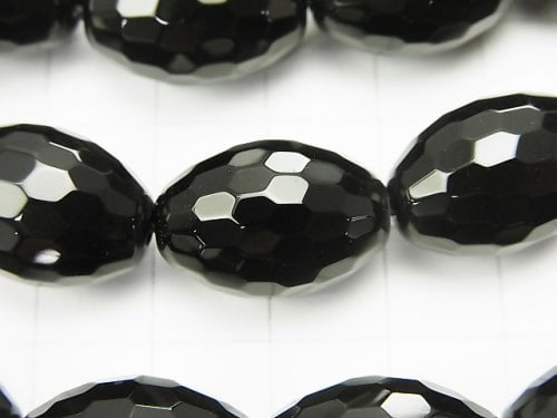Onyx Faceted Rice 18x13x13mm half or 1strand beads (aprx.14inch/35cm)