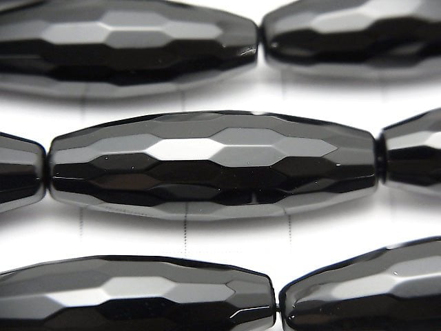 Onyx Faceted Rice 30x10x10mm half or 1strand beads (aprx.14inch/35cm)