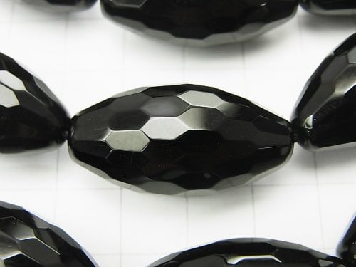 Onyx Faceted Rice 30x15x15mm half or 1strand beads (aprx.15inch/36cm)